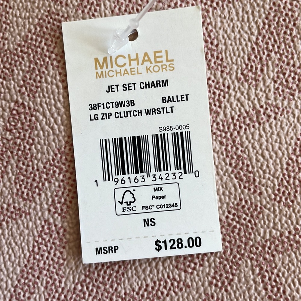 Brand New Michael Kors Large Zip Clutch Wristlet Pink Ballet w/ Gold Tone Accent - Picture 7 of 13
